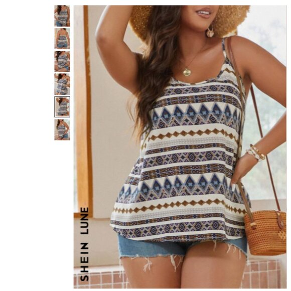 Plus Size Geometric Print Cami Top - Picture 1 of 7